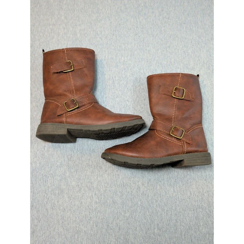 Carters Girls Erica/Lumi Brown Faux Leather Mid-Calf Riding Boots Size 1M